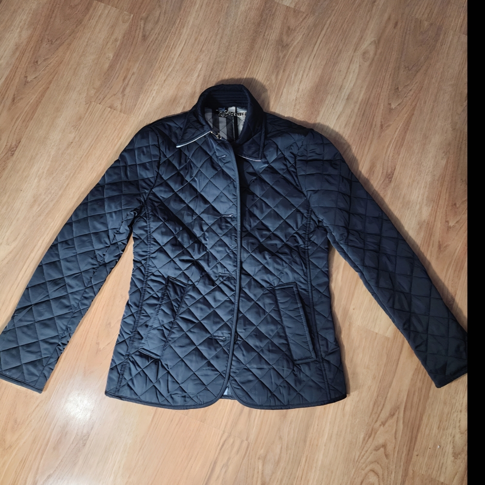 Burberry Black Puffer Jacket Fitted Hip-Length